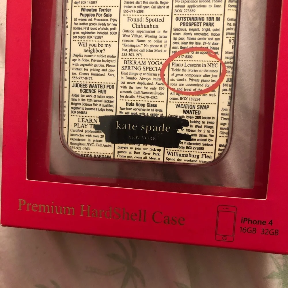Kate Spade newspaper iPhone 4 case NWOT
